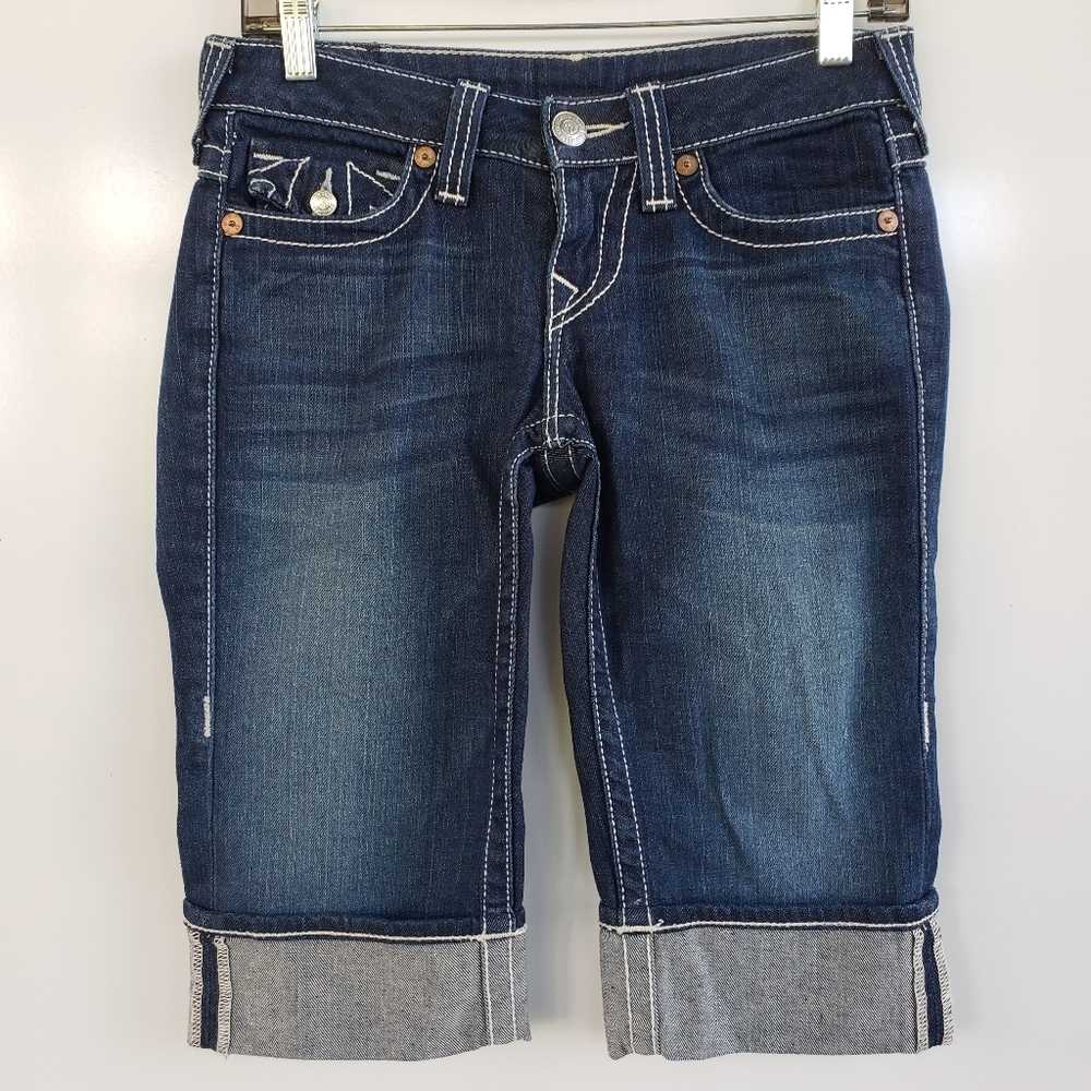 TRUE RELIGION Disco Sophie Cuffed Denim Shorts 26